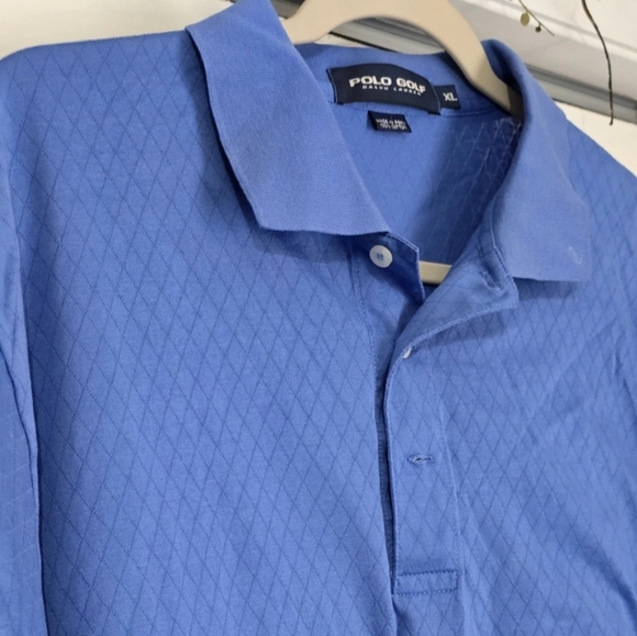 Polo Golf Ralph Lauren Shirt Menβs XL Blue Diamond Pattern NO PONY RL on Collar - Picture 2 of 10